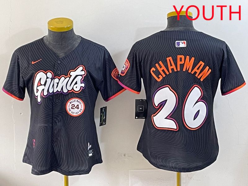 Youth San Francisco Giants 26 Chapman Black Joint Name Nike 2025 MLB Jersey style 10